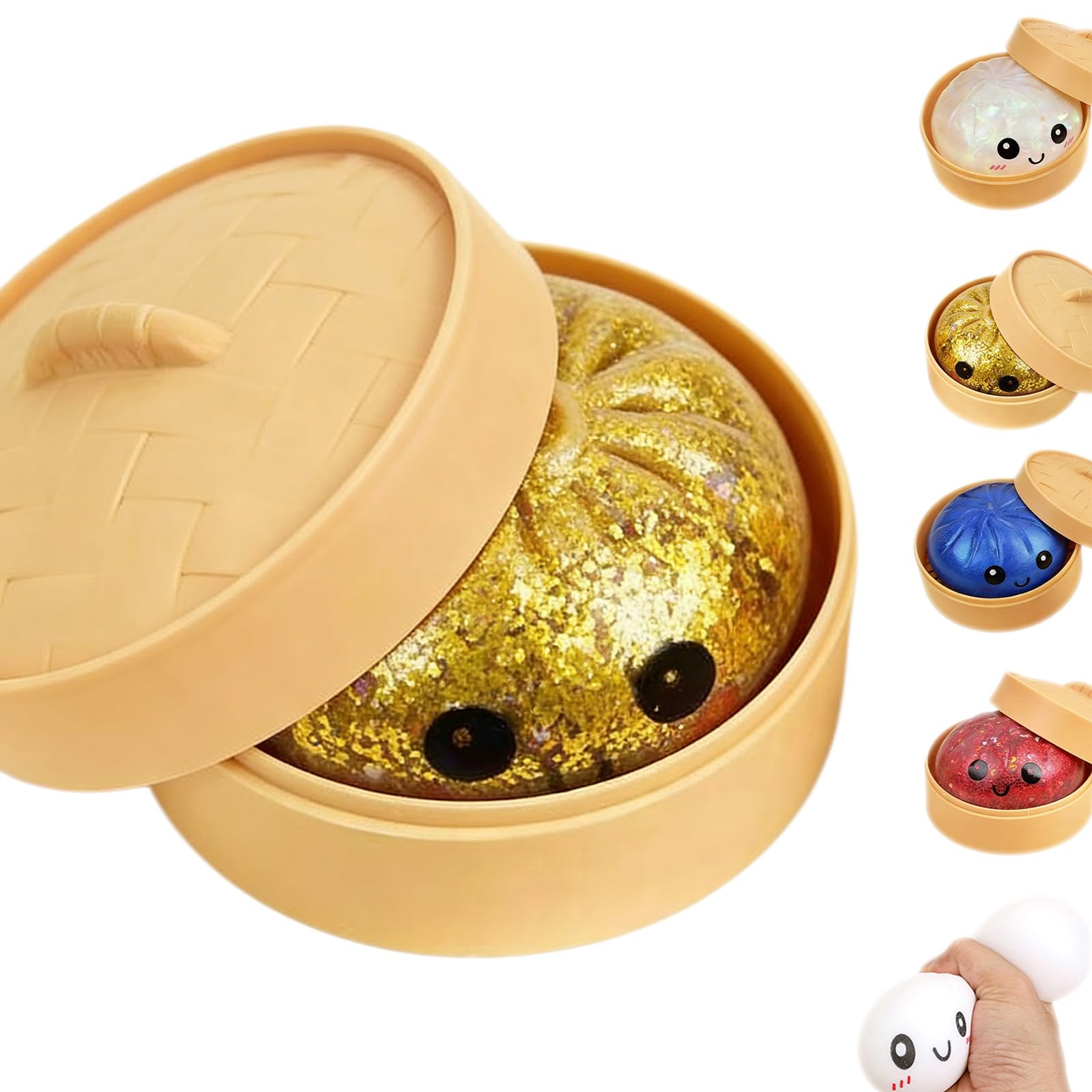 2026 Upgrade Glitter Dumpling Squishy Box,Squishy Dumpling,Anxiety Relief Fidget (Transparent) — view 12