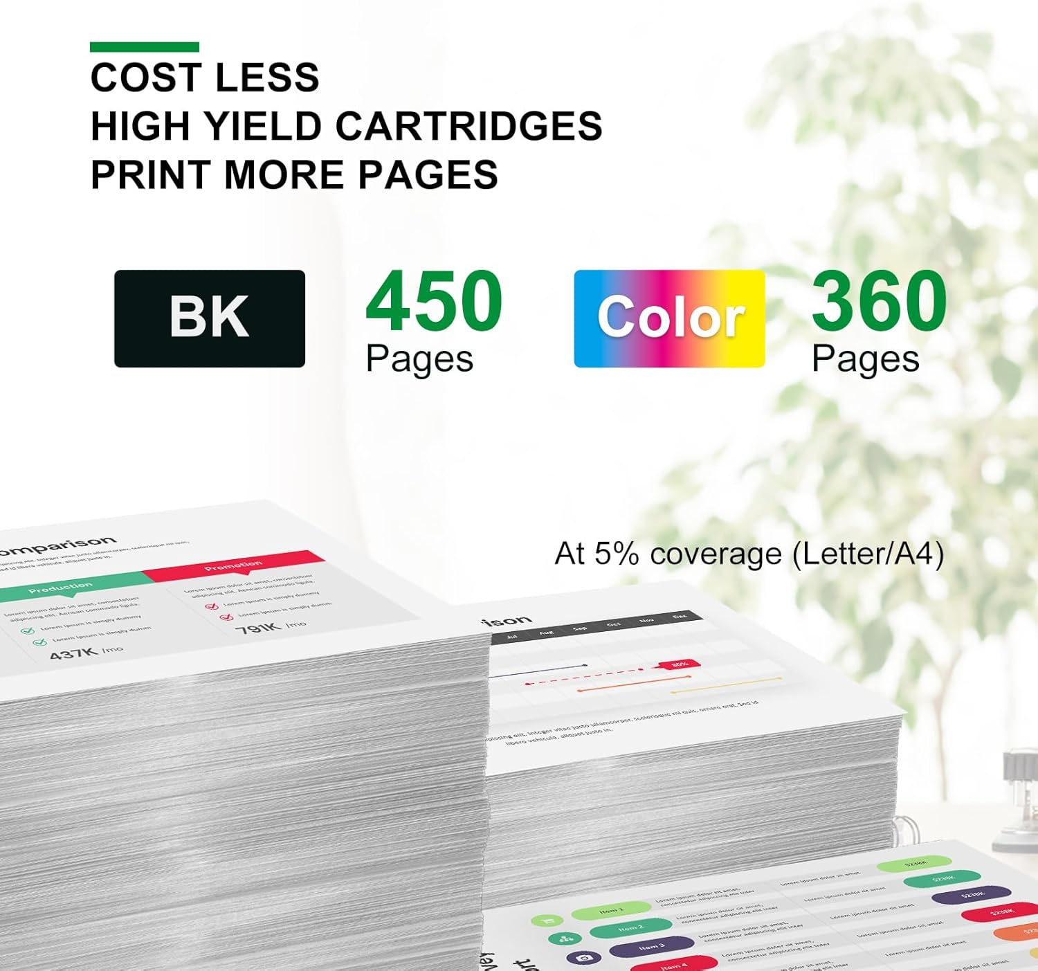 Remanufactured Ink Cartridge Replacement for HP Ink 65 XL 65XL (Black and Color Combo Pack) for HP65 5055 5000 5052 5010 5070 5014 3755 3700 3772 2600 3752 2652 2655 2622 2640 Printer