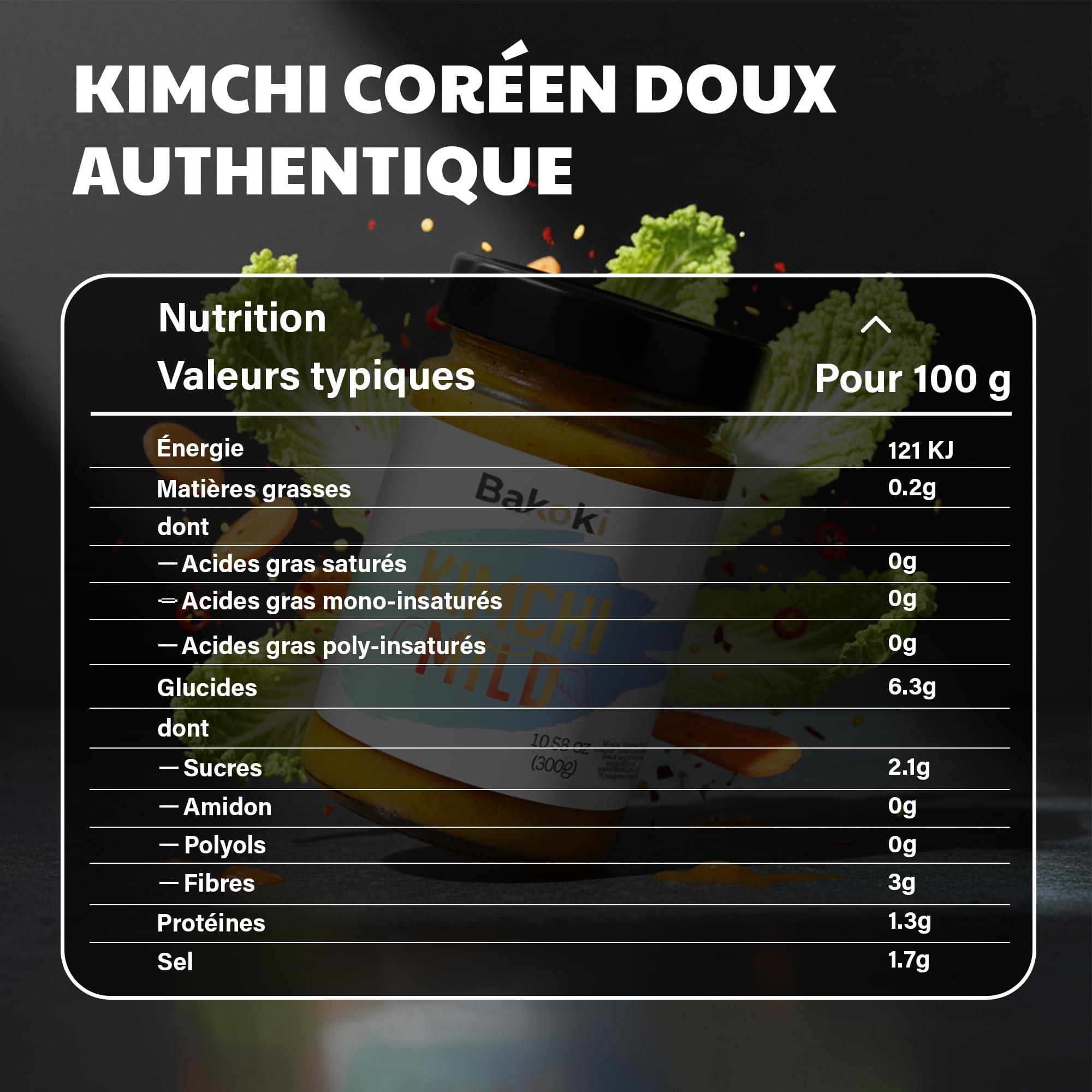 Bakoki 백김치 Baek‑Kimchi – Kimchi doux, sans piment, fermenté de manière traditionnelle au curcuma – 2 × 300 g (idéal pour le déjeuner, les bowls et les accompagnements)