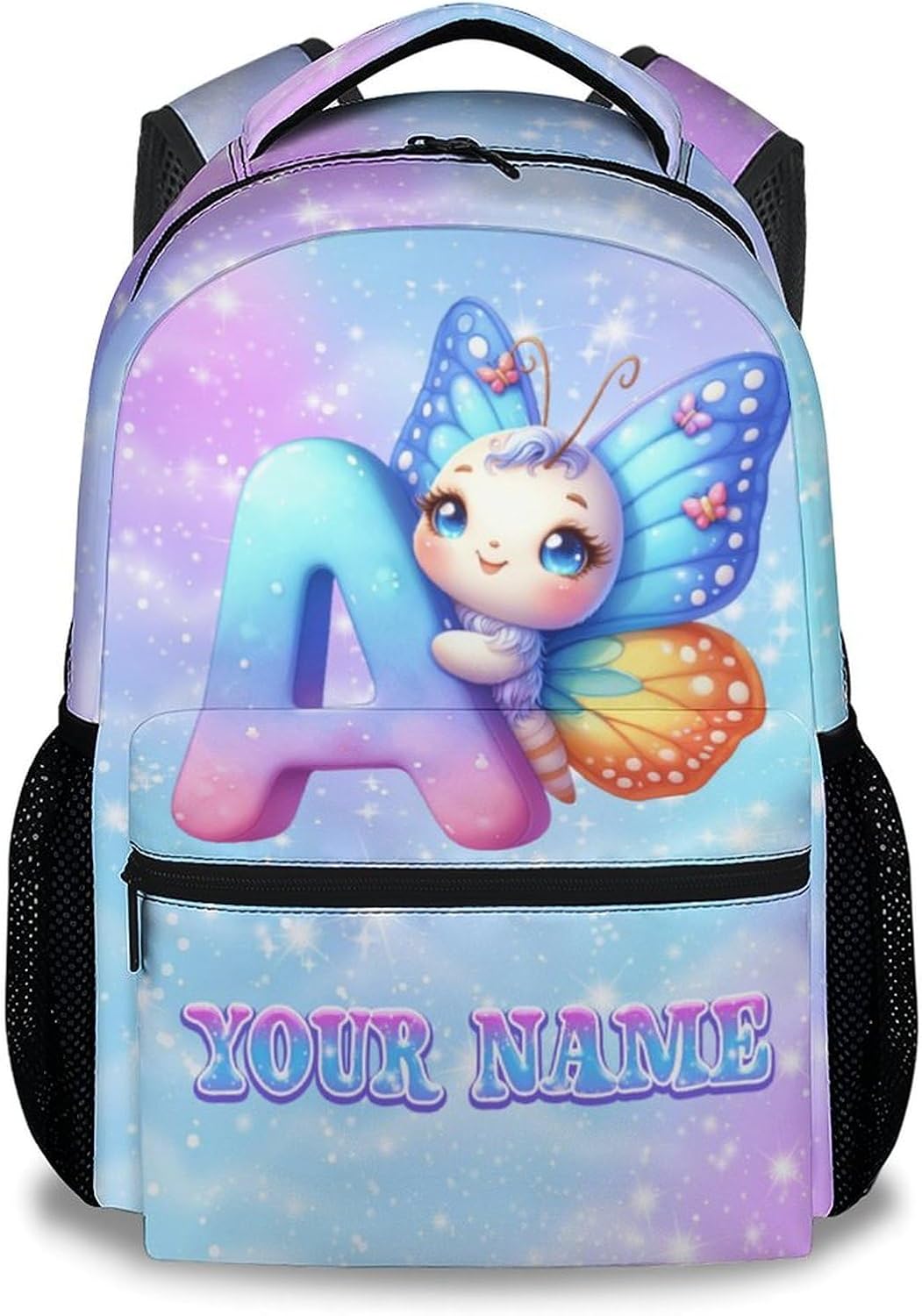 Kids Backpack - Personalized Butterfly Backpacks with Name/Initials for Girls Toddlers - Custom Bookbag Gifts for Daughter/Children - Durable School Bag for Kindergarten/Preschool/Elementary(17 Inch)