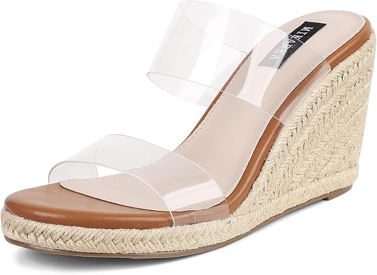 mikarka Slip On Wedge Sandals for Women Open Toe Espadrilles Platform Slides Dressy High Heel Beach Summer Sandal Comfortable Wedges Shoe Mules