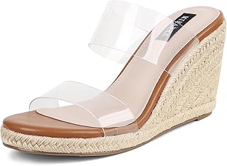 Slip On Wedge Sandals for Women Open Toe Espadrilles Platform Slides Dressy High Heel Beach Summer Sandal Comfortable Wedges Shoe Mules