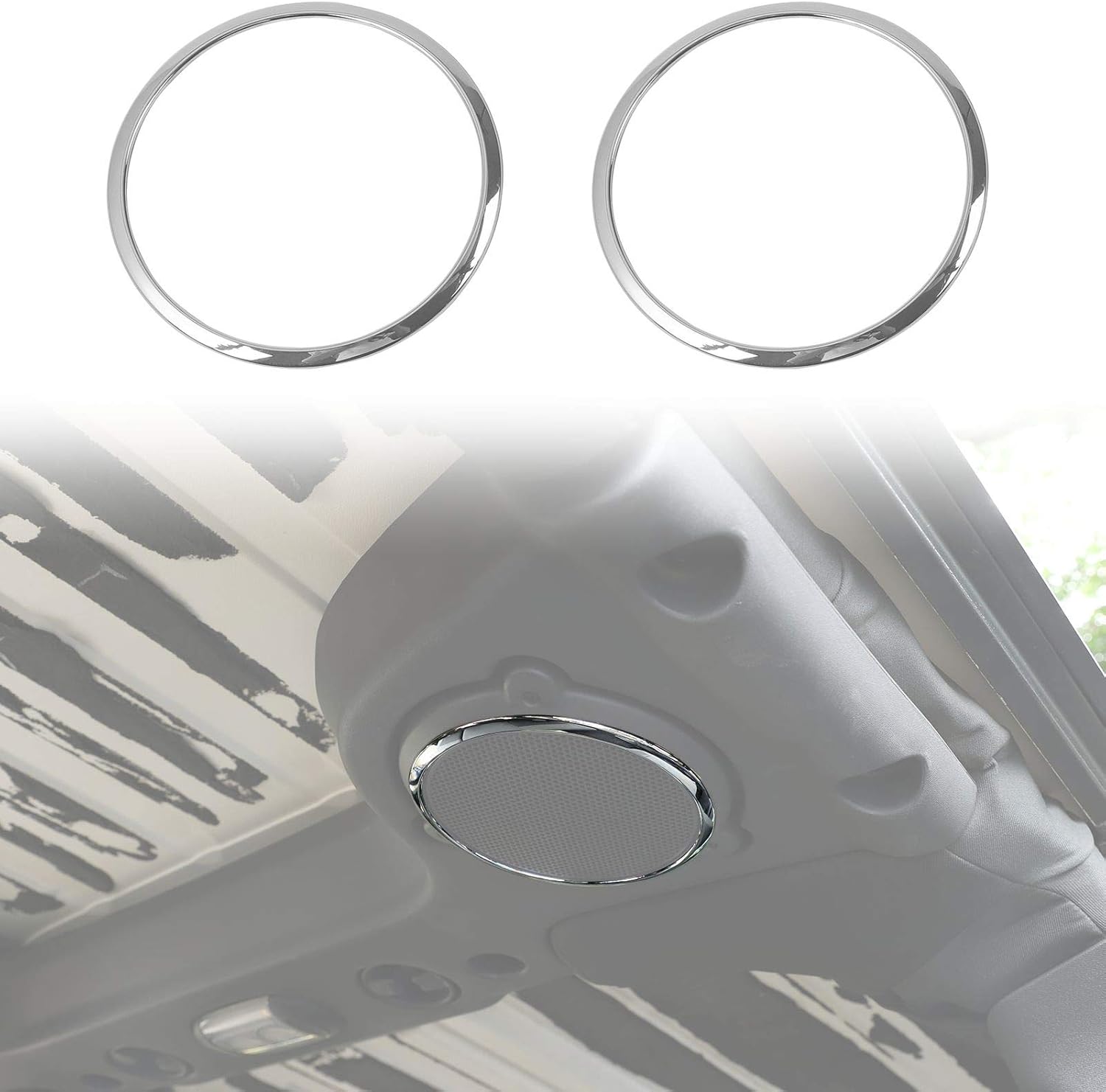 Voodonala for Jeep JK ABS Chrome Roof Top Speaker Audio Trim for 2007-2014 Jeep Wrangler JK JKU, 2pcs