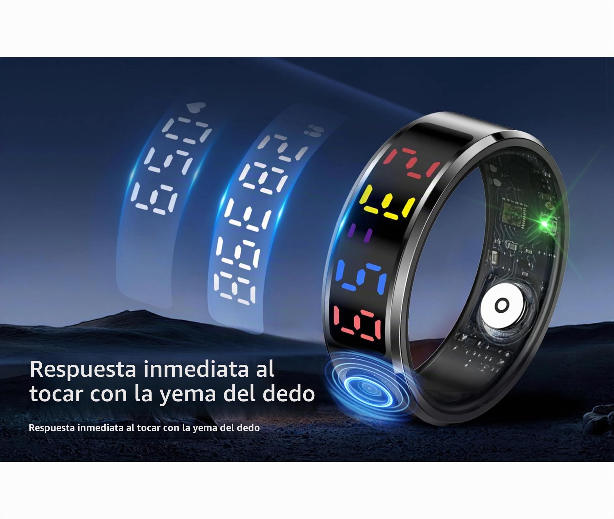 Smart Ring Health Tracker, Touch Control Fitness Anillo con Pantalla de Visualización de Color, Anillo de Salud Inteligente de Acero Inoxidable IP68 para Monitoreo del Sueño de la (#8) (#9) (#10)
