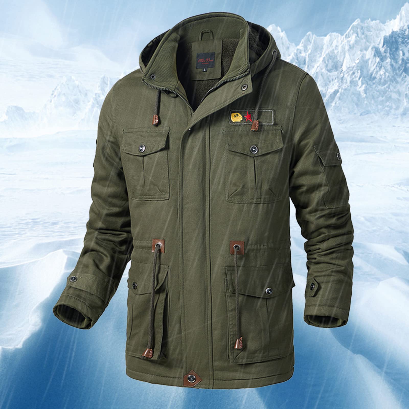 Chaqueta militar impermeable para hombre, chaqueta de forro polar de invierno para hombre, cuello alto, chaqueta militar de algodón grueso, chaqueta de trabajo para hombre, abrigo de parka