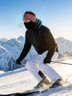 SkiTunes Music Headband with Microphone - Bluetooth 5.4 Ski Tunes Headphones, Built-in Speakers, Soft Helmet-Friendly Design, Wireless | No Pressure - Music Without Ear Pain for Skiing (Wind red)