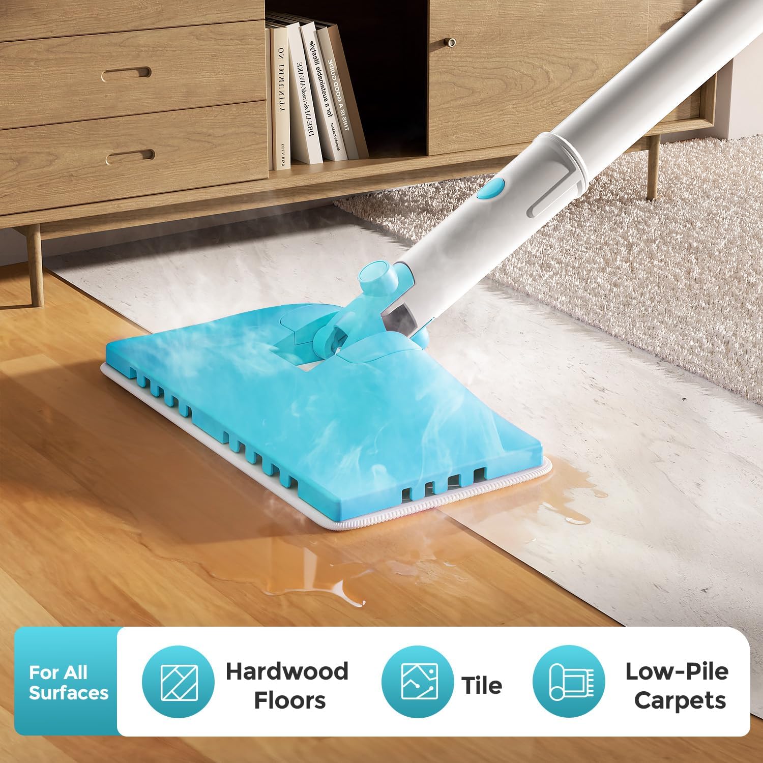 Steam Mops for Floor Cleaning,All-in-One Steam Cleaner for Home with 2 Levels Steam Mode,350ML Tank,23FT Cord, Detachable Handheld Steam Cleaner for Tile,Grout,Furniture,Carpet,Grill,Wall