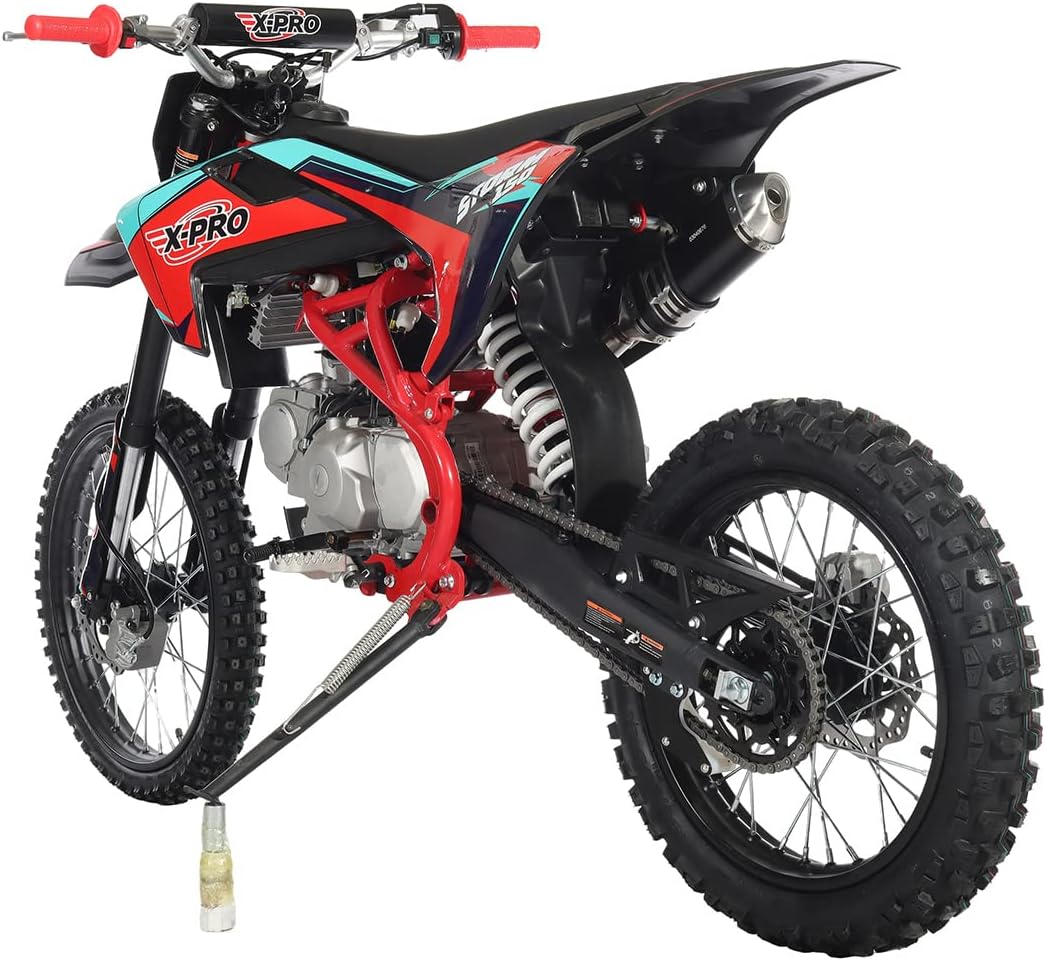 X-PRO Storm 150 Dirt Bike with 4-Speed Manual Transmission, Electric/Kick Start, Big 19"/16" Tires!