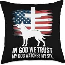 in God We Trust My Dog Watches My Six Christian Patriot Throw Pillow