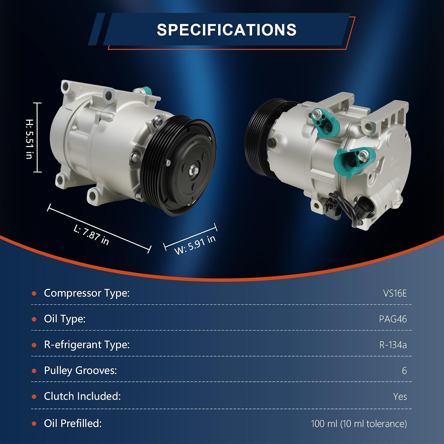 CO-29159C Air Conditioning A/C Compressor Compatible with Hyundai Sonata 2012-2014 2.0L 2.4L(From 11-21-11), Compatible with kia optima 2012-2018 2.0L 2.4L Replacement # 977013V110 977013V110RU