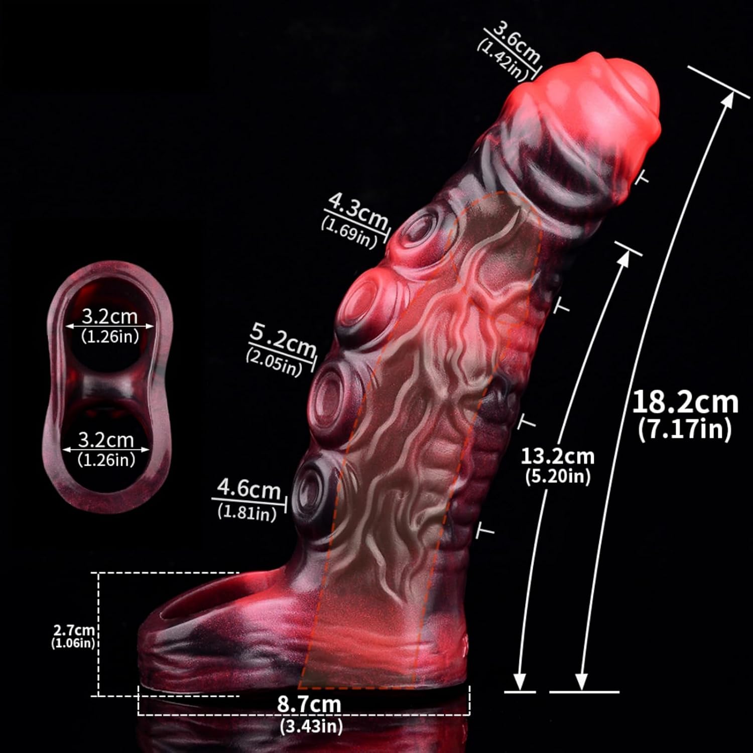 Octopus Monster Penis Enlarger Sleeve Extender Adult Sex Toy with 10 Modes & Cock Ring, Reusable Silicone Sleeve for Men for Sex - 18.2cm-7.17in