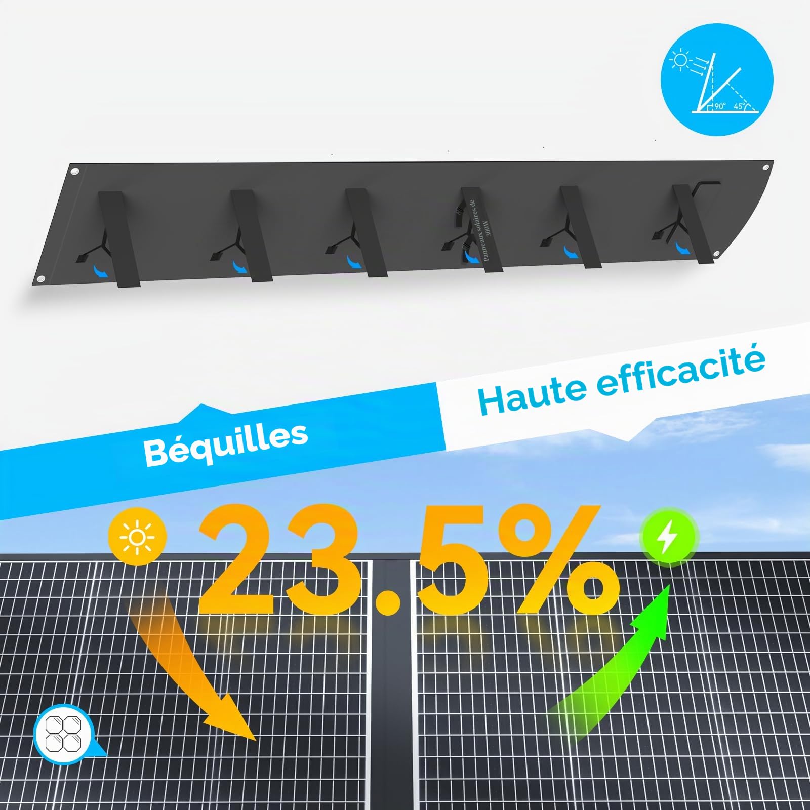Ecosonique Panneau solaire portable 400 W MC4 40 V, compatible avec la plupart des centrales électriques, panneau solaire pliable et léger avec supports, sorties multiples pour générateurs solaires