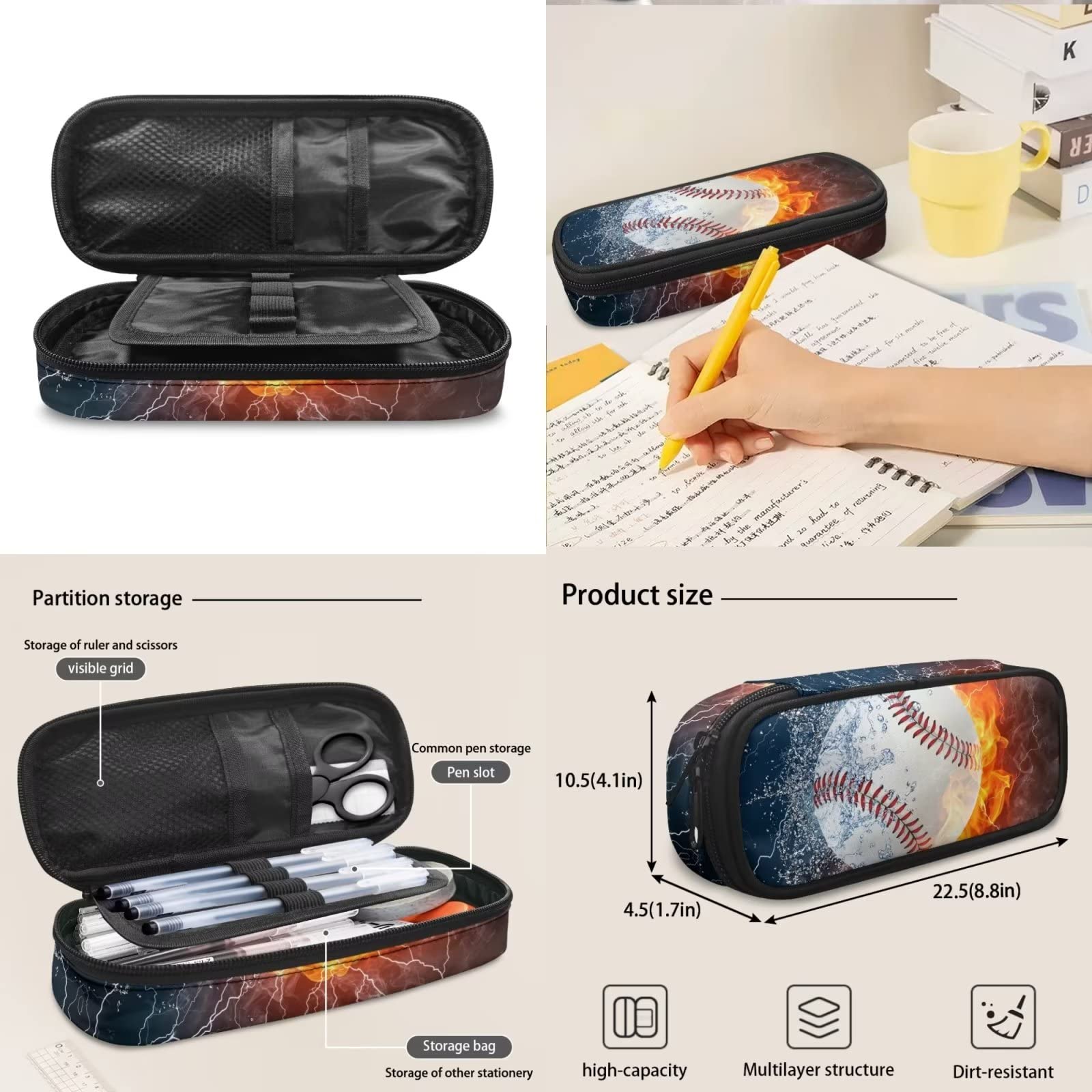 Dolyues Juego de bolsas escolares para niñas y niños, bolsa de libros de escuela primaria con bolsa de almuerzo y estuche para lápices, 3 piezas, Softbol de fuego de agua, Mochila infantil