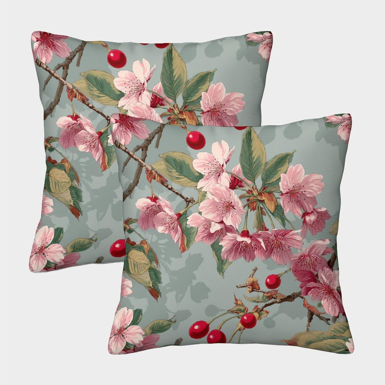kaiyun 2 Pack Cherry Blossoms Blooming on The Branches Pillow Case 40x40cm 3D Printing Cushion Cover,home Decoration Sofa Cushion