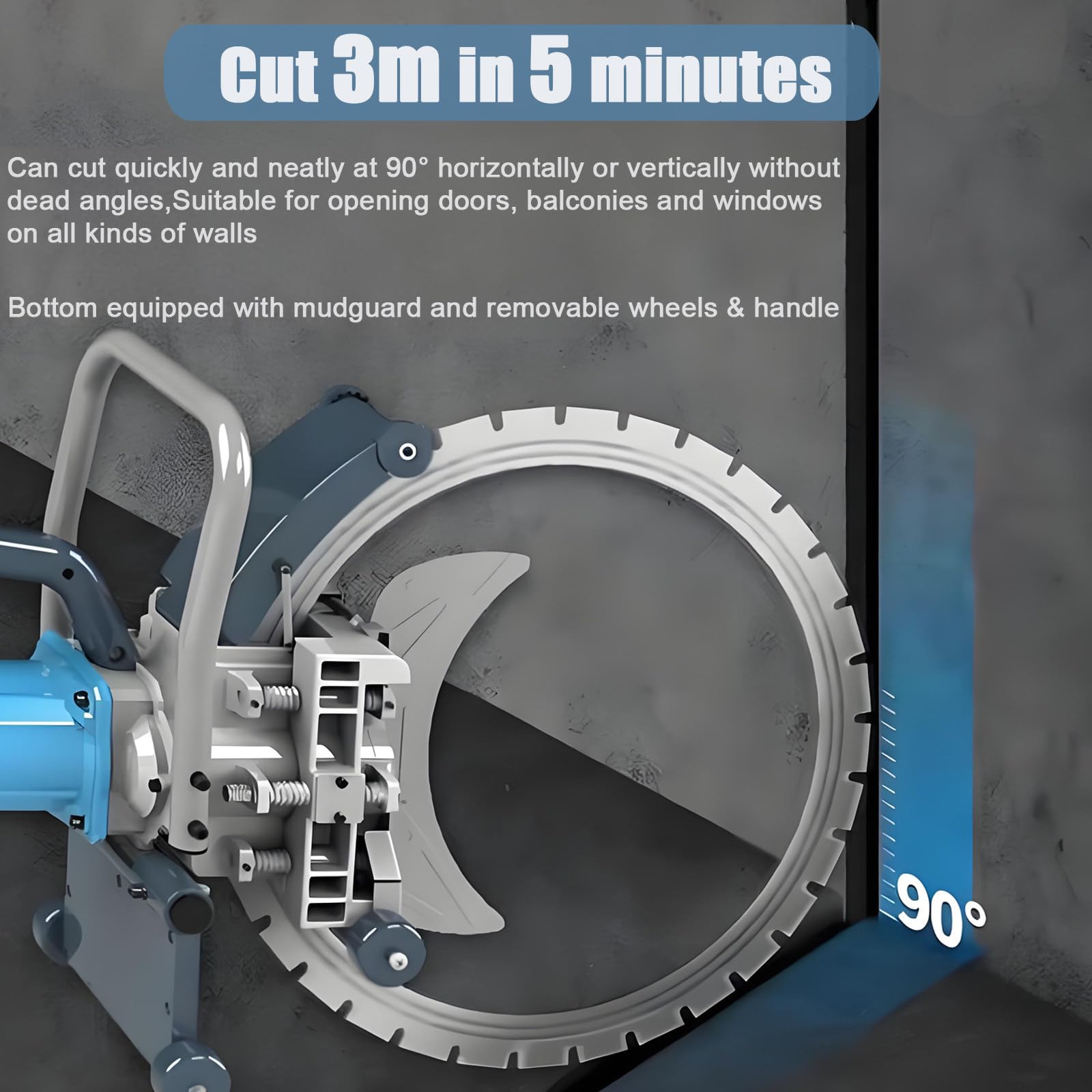 Sierra Circular Eléctrica para Hormigón De 8800 W - Cortadora De Ranuras De Pared Sin Escobillas De 3000 RPM De Supresión De Polvo con Alimentación De Agua,Cutting40cm
