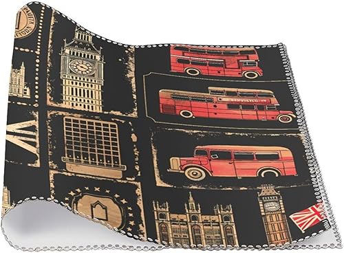 Miniatura 3 de Set of Stamps with The Union Jack Placemats Set of 6 Resistant Table Mats Washable Place Mats for Dinner Party Table Decoration