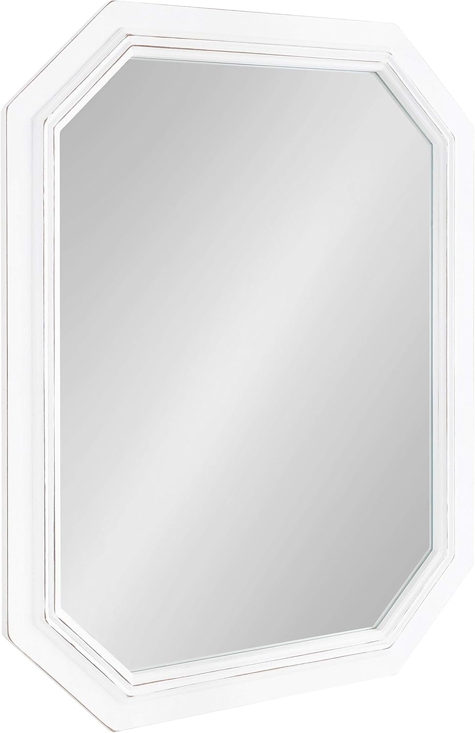 Kate and Laurel Palmer Large Rustic Octagon Wall Mirror, 36" x 28", Coastal Blue and Rustic Brown, Distressed Two-Tone Farmhouse Wall Accent