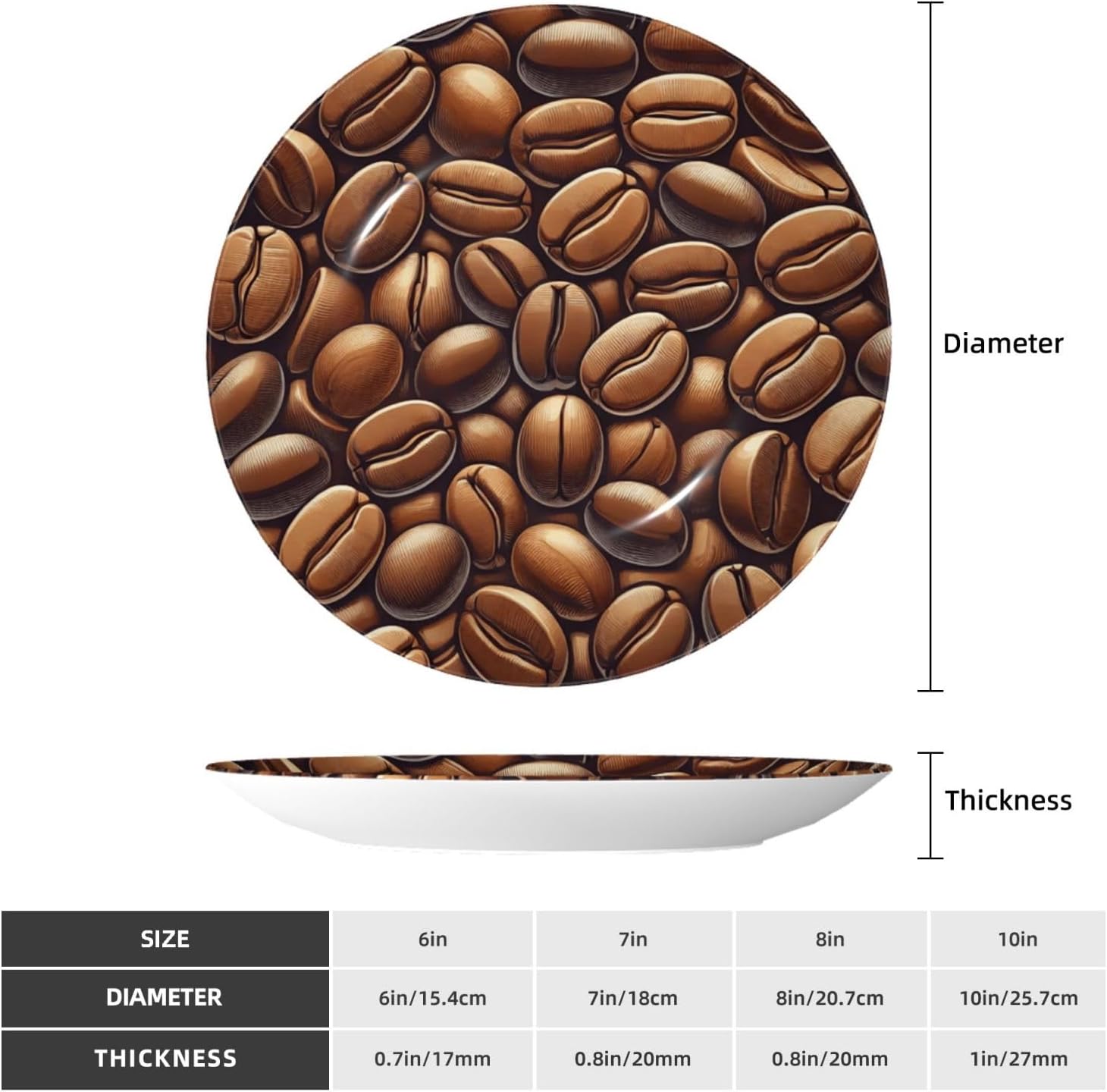 Cartoon-Coffee-Bean 10 Inch Decorative Plate With Stand, Elegant Display Wall Plate For Home Decor