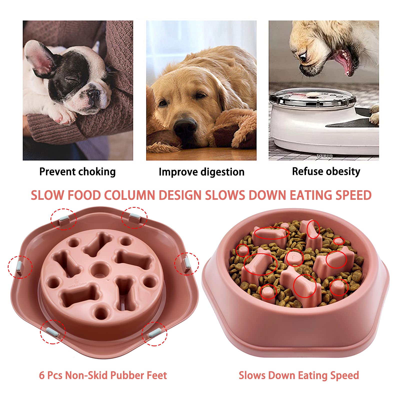 Cuenco de alimentación lenta para perros, comedero para perros, cuenco para cachorros, comederos para puzzles..