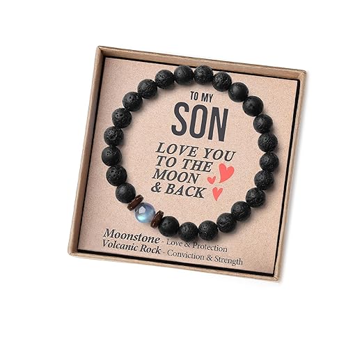 Easter Gifts for Boys/Men-Love/Strength-Natural Gemstone Bracelet for Son Grandson Dad Boyfriend Husband Brother Nephew Uncle