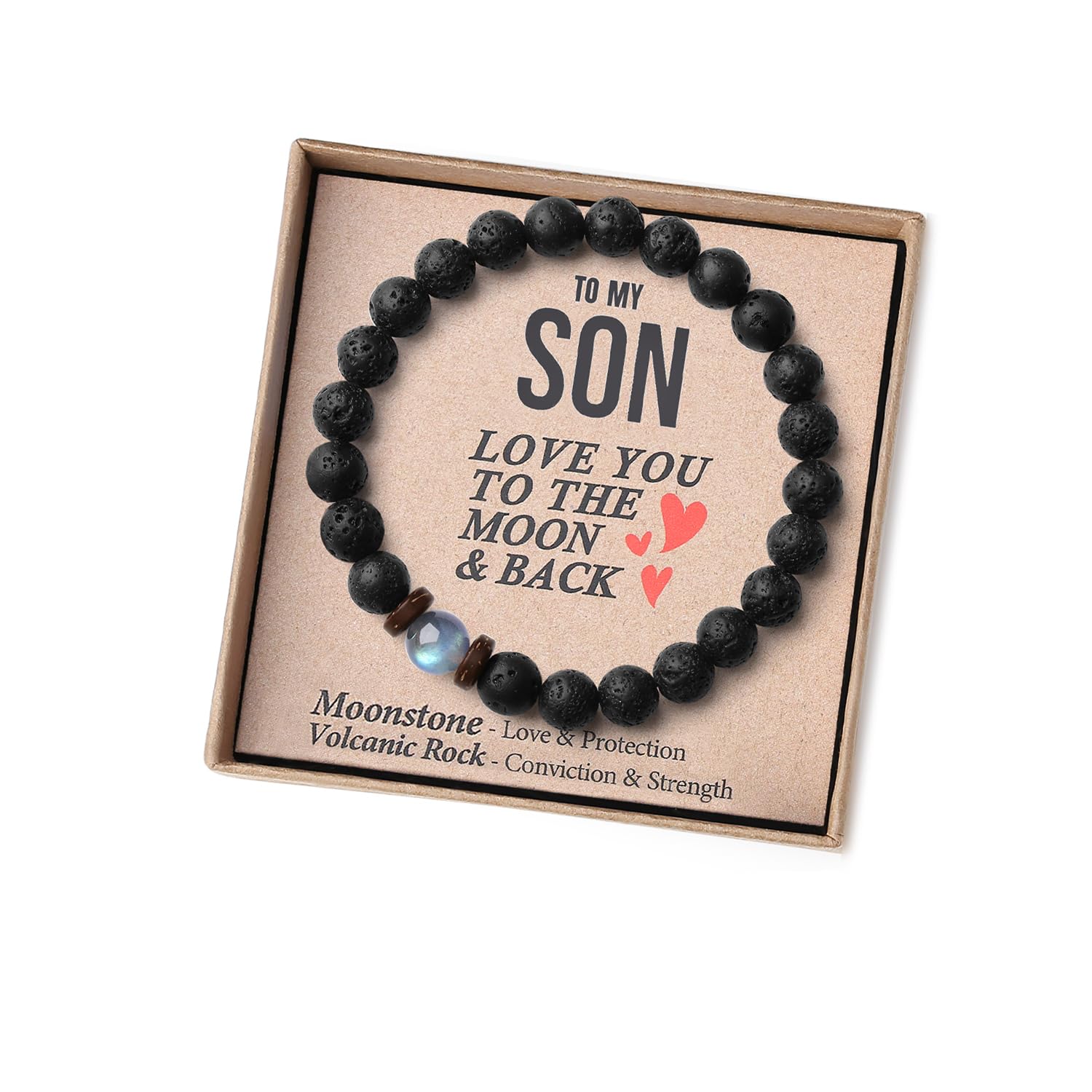 Easter Gifts for Boys/Men-Love/Strength-Natural Gemstone Bracelet for Son Grandson Dad Boyfriend Husband Brother Nephew Uncle