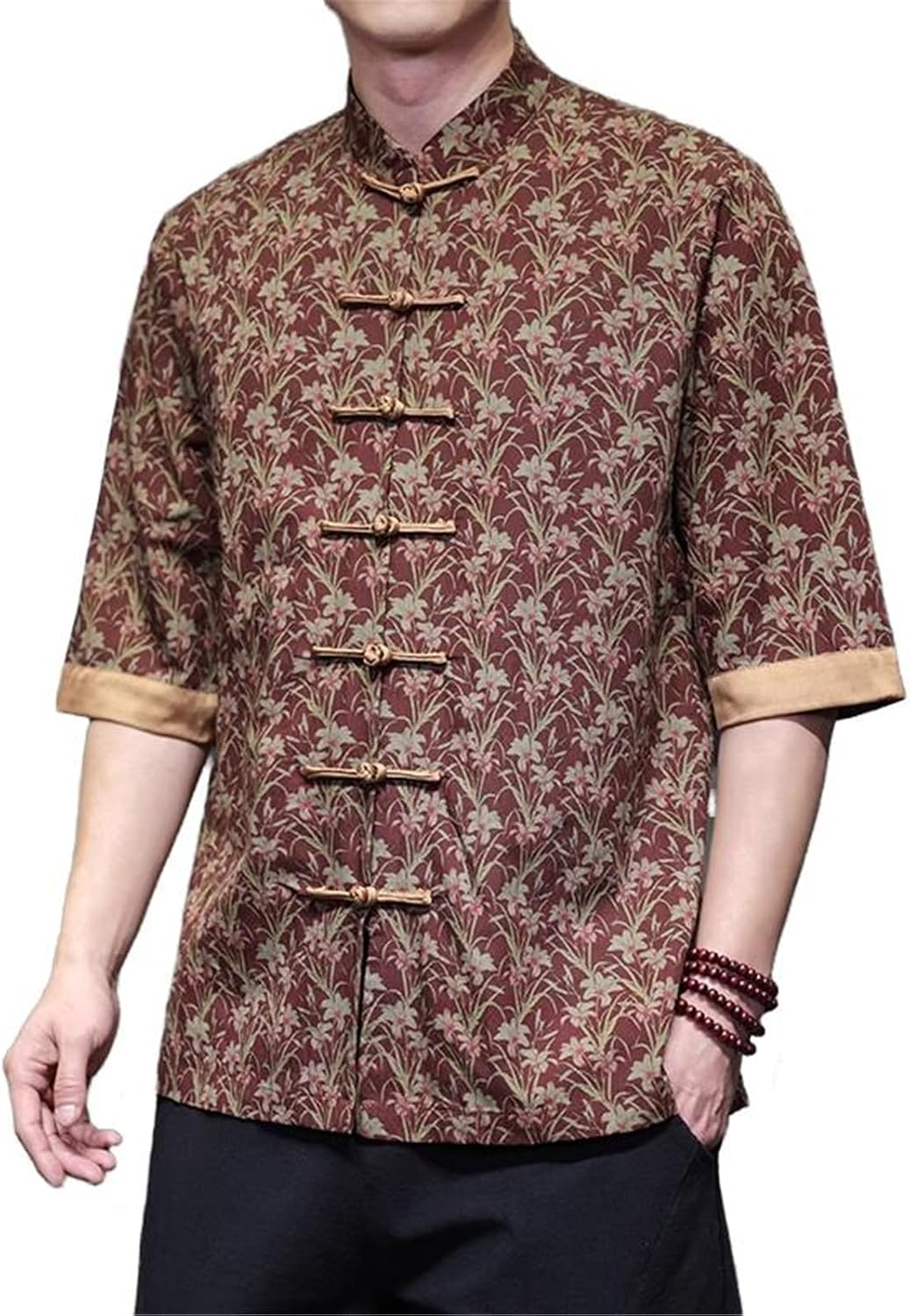 Men's Chinese Style Short Sleeved Shirt Linen Summer Kungfu Tang Suit Commuter Casual T-Shirt Tops