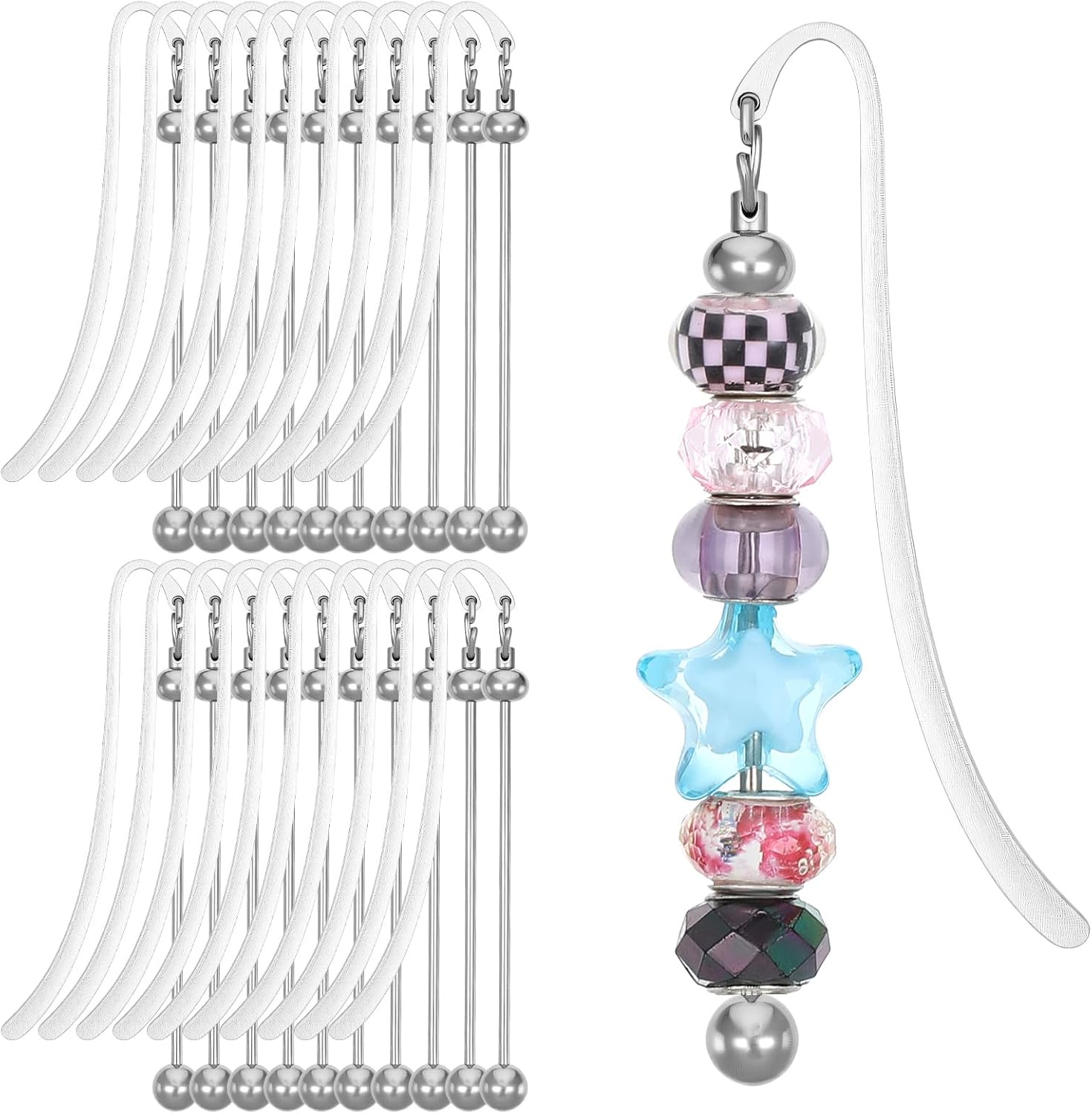 Beadable Bookmarks 20pcs Beaded Bookmark DIY Metal Blank Bar Bulk for Beads Craft Jewelry Pendant Charm Gift Modern Beaded for DIY Making Craft Book Lover Student Teacher Office Supply Beading Mark