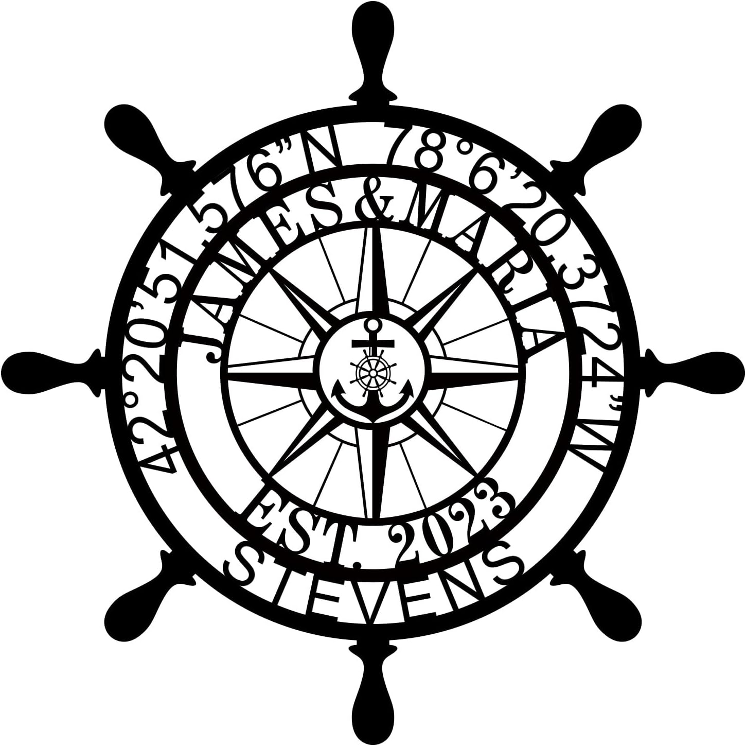 - Nautical Wall Decor Anchor Compass Wall Decor Sign Family Name Sign Custom Longitude and Latitude GPS Coordinates Metal Sign Personalized Ship Wheel Metal Sign Last Name Signs for Home