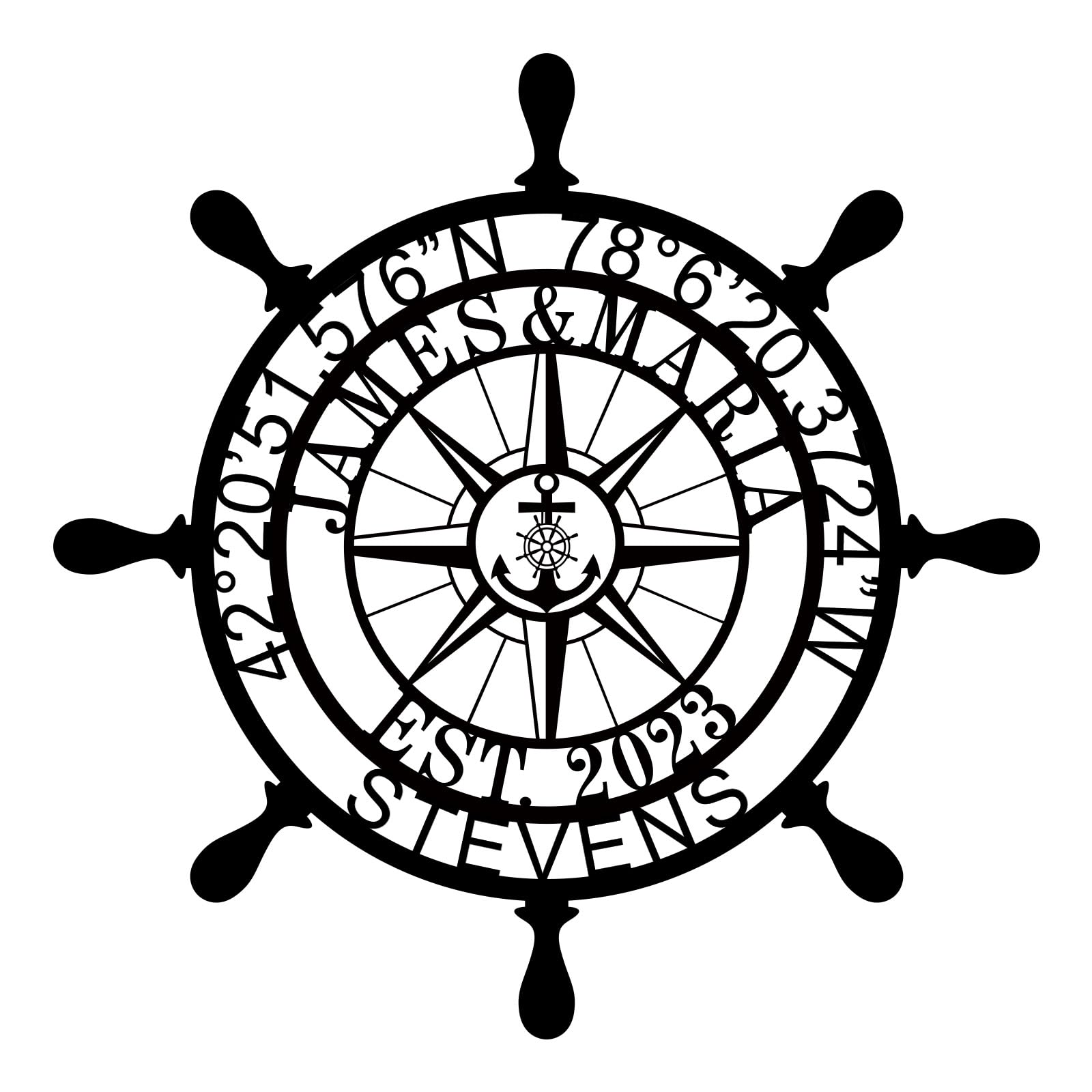 - Nautical Wall Decor Anchor Compass Wall Decor Sign Family Name Sign Custom Longitude and Latitude GPS Coordinates Metal Sign Personalized Ship Wheel Metal Sign Last Name Signs for Home