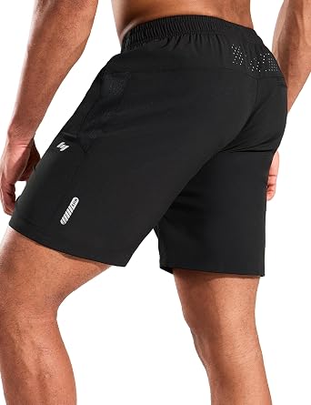 MIER Mens Athletic Gym Shorts-Quick Dry 7 Inch Running Workout Shorts with 3 Zipper Pockets for Training Sports