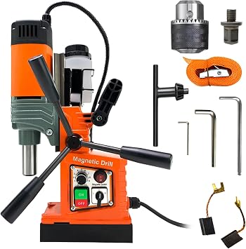 Magnetic Drill, 1400W 1.6" Boring Diameter, 810 RPM Power Magnetic Drill Presses, 2922lbf/13000N Drill Press with Variable Speed, for Metal Surface, Industrial/Home Improvement