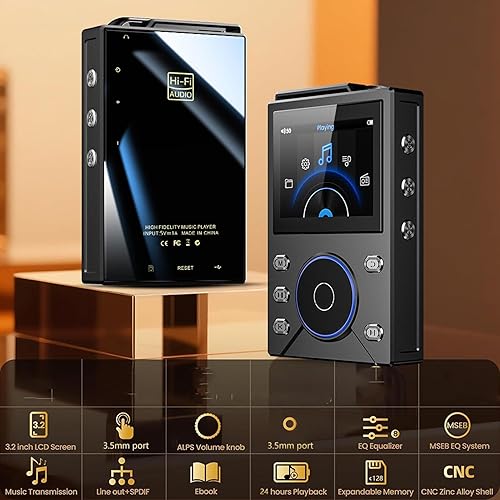 Miniatura 2 de Tangxi Reproductor de MP3 de alta fidelidad, reproductor de música de audio digital de alta resolución Bluetooth 5.4, reproducción DSD FLAC sin