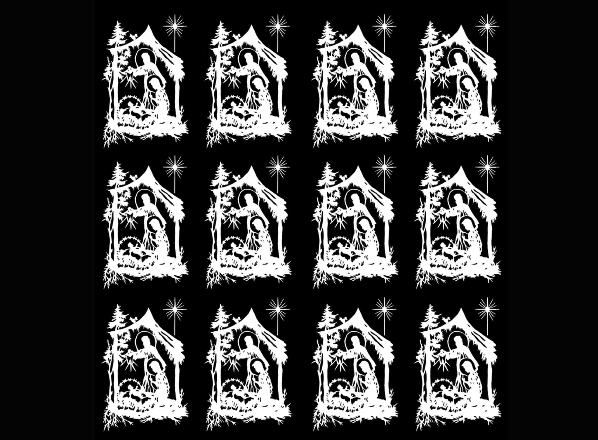 Christmas Nativity 24 pcs White Fused Glass Decals