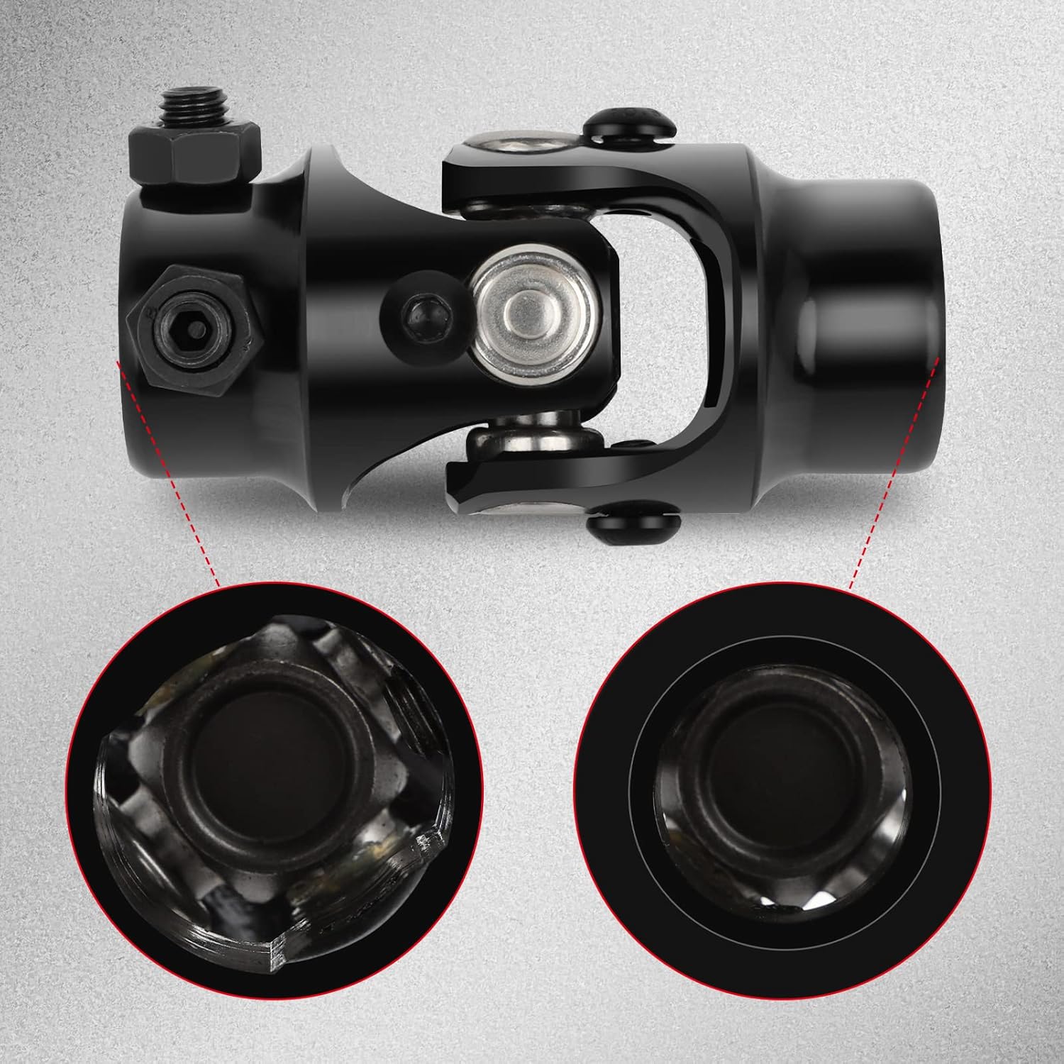 CCIYU 3/4" Round X 1" DD Black Universal Steering U-Joints 35 Degree 83mm