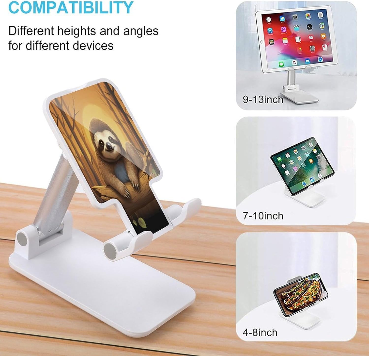 Cute Funny Sloth Phone Stand Portable Travel, Phone Holder for Desk Compatible with iPhone 17/16/15 Pro Max Air, Cell Phone Stand Adjustable Office Accessories image 3