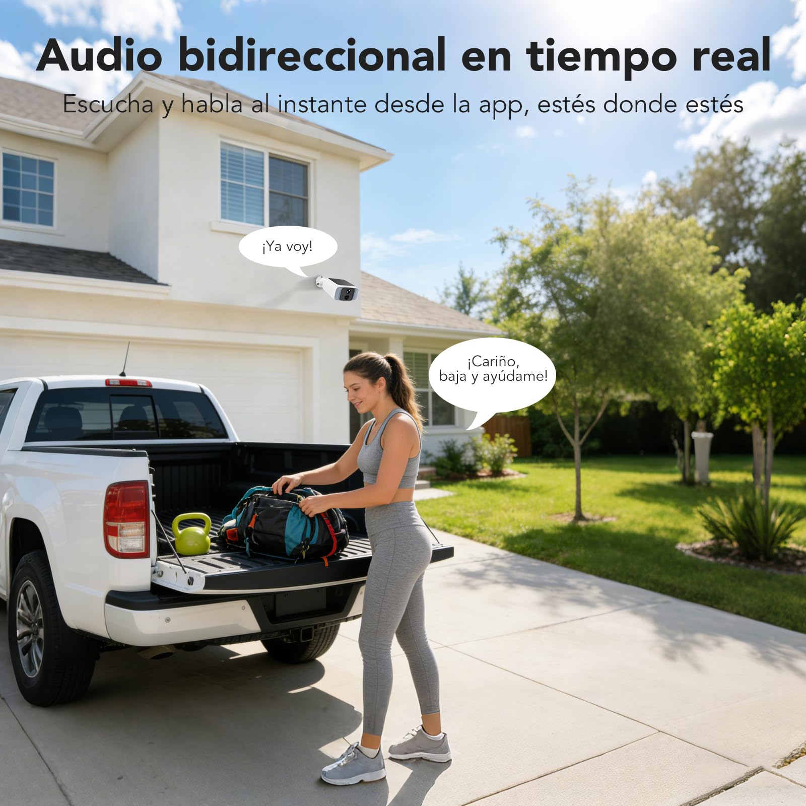 GNCC 2K Cámara Vigilancia Exterior Solar, WiFi 2.4/5GHz, IP66, 2 Paquetes | Panel Solar Integrado, Visión Nocturna Color, Détection Humaine PIR, Audio Bidireccional, Instalación 100% inalámbrica, Alexa