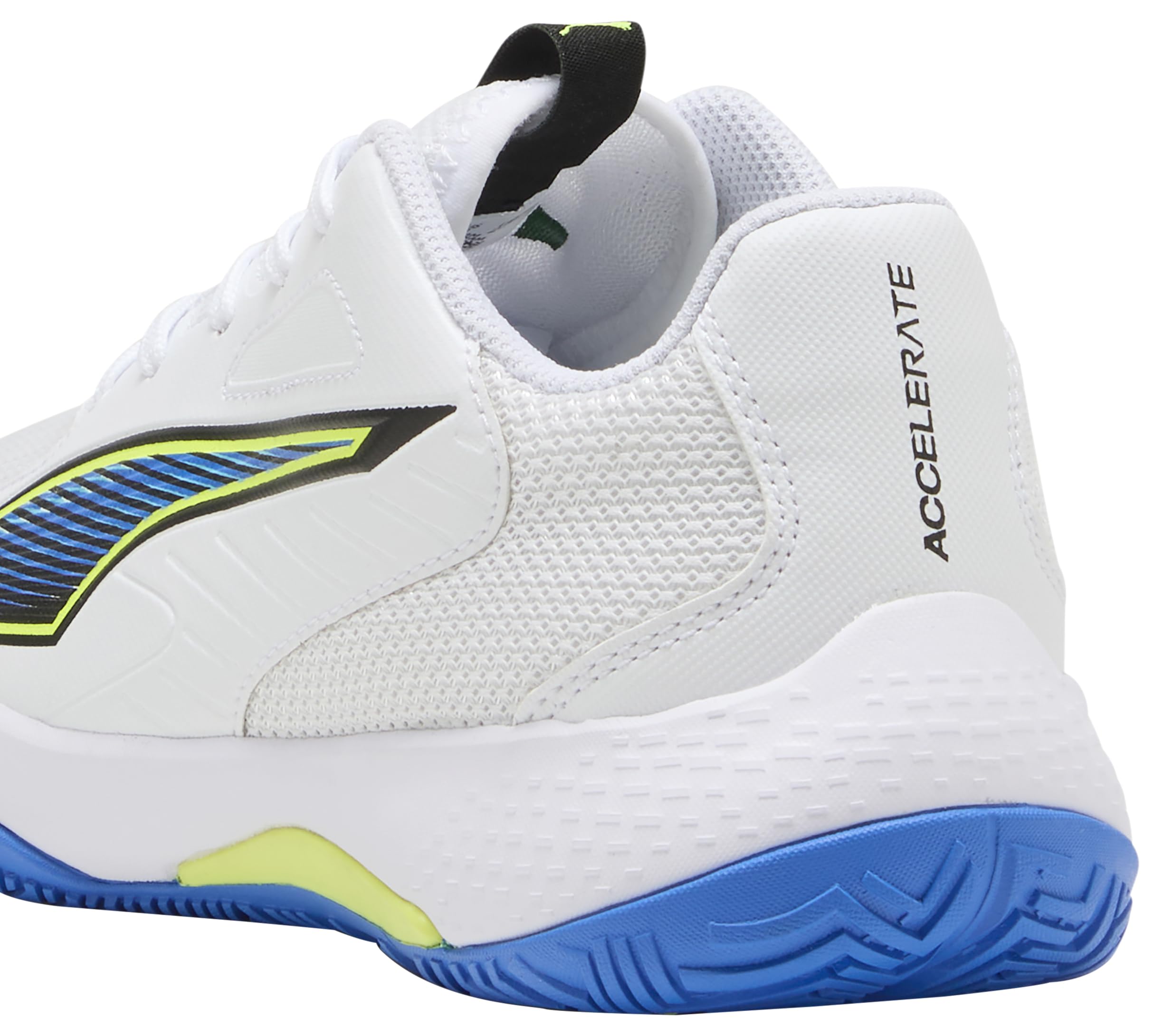 PUMA Accelerate JR 4 Game ON Handballschuh, White-Glowing RED-Ultra Blue, 35.5 EU