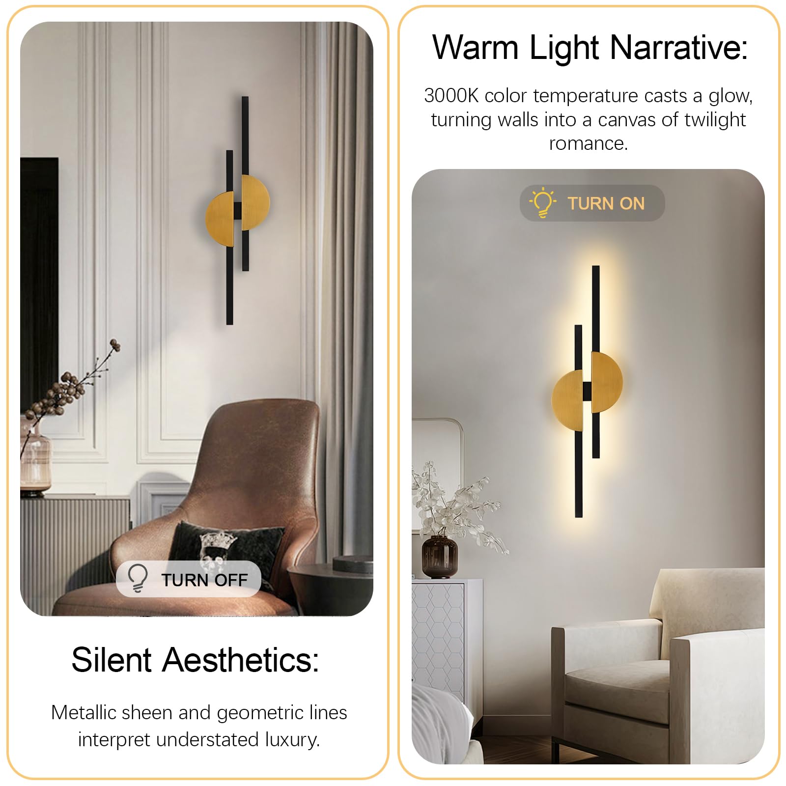 Applique da Parete a LED a Striscia Lunga, Lampada da Parete Minimalista, apparecchio di Illuminazione da Parete Moderno, Luce lineare da Parete per Interni, per Camera da Letto, Comodino