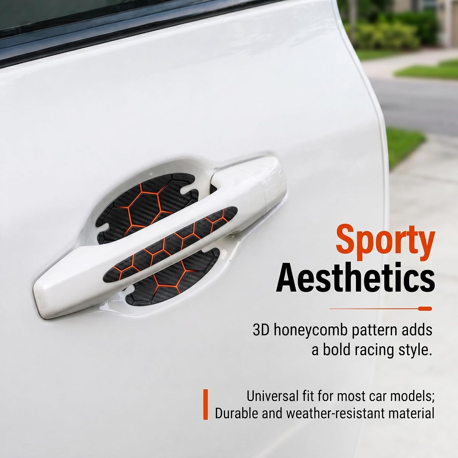 8 PCS Car Door Handle Scratch Sticker, Personalized 3D Textured Door Handle Protector Film, Self-Adhesive Car Paint Guard Decor Decal, Universal for Most Cars, SUVs (Style 4) image 3