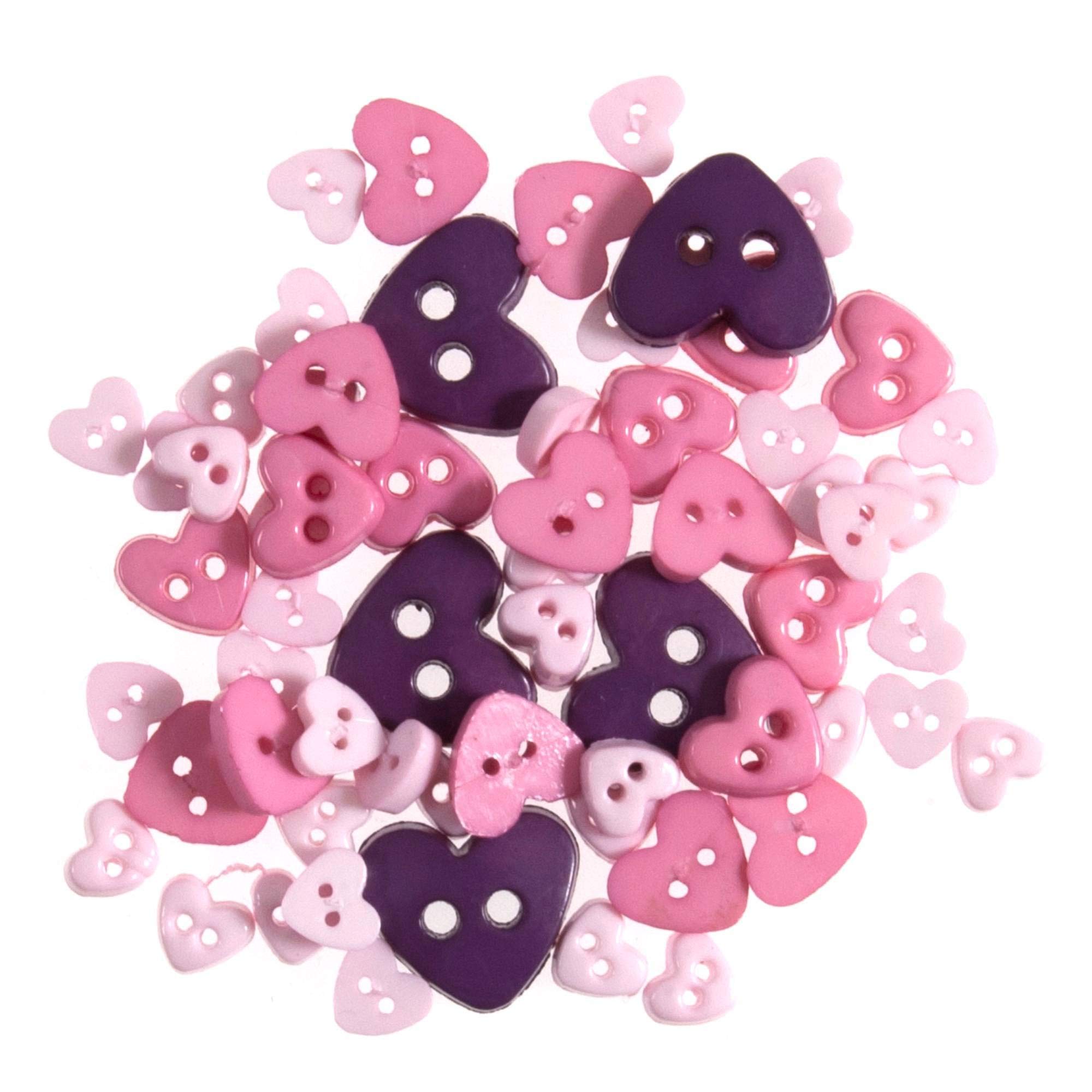 Trimits Lilac Heart Miniature Buttons (Value Pack Of 5)