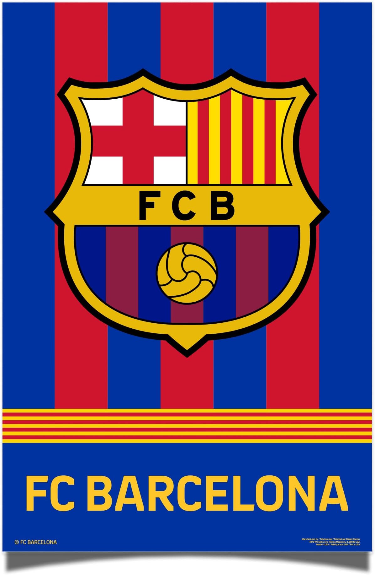 Desert Cactus FC Barcelona Poster Football Soccer 24 x 36 inch Room Office Décor Decoration Official Fan Gear (24x36,Style C)