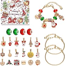 Calendrier de l'Avent 2024 Bijoux Femme Fille DIY Calendrier de Noël Charms Bracelet Kit Fabrication Creation Bijouxx de Noël 24 Surprises Compte à Rebours Jusqu'à Noël