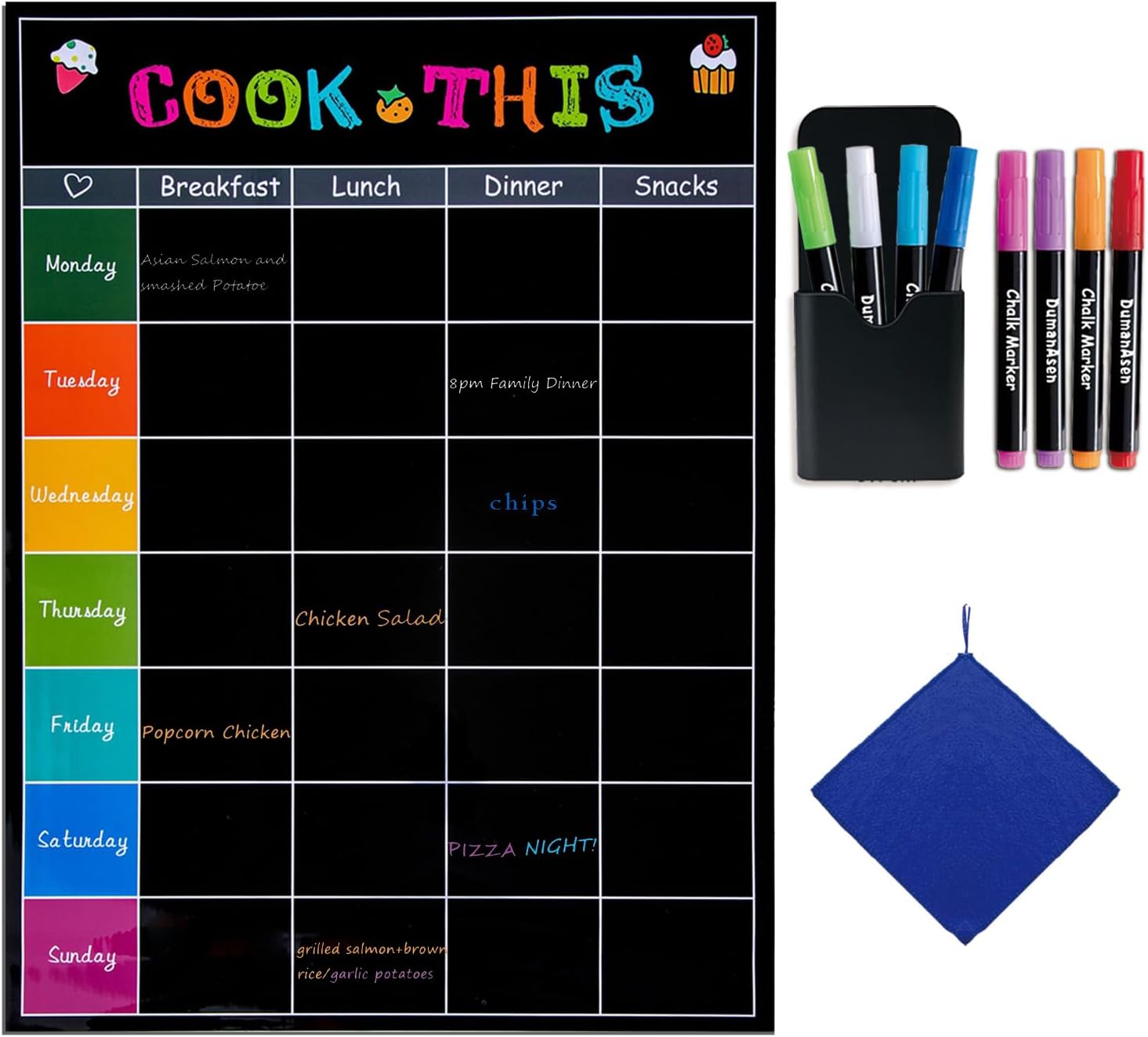 Magnetic Dry Erase Menu Board - 17"x12" Meal Planning - View #7