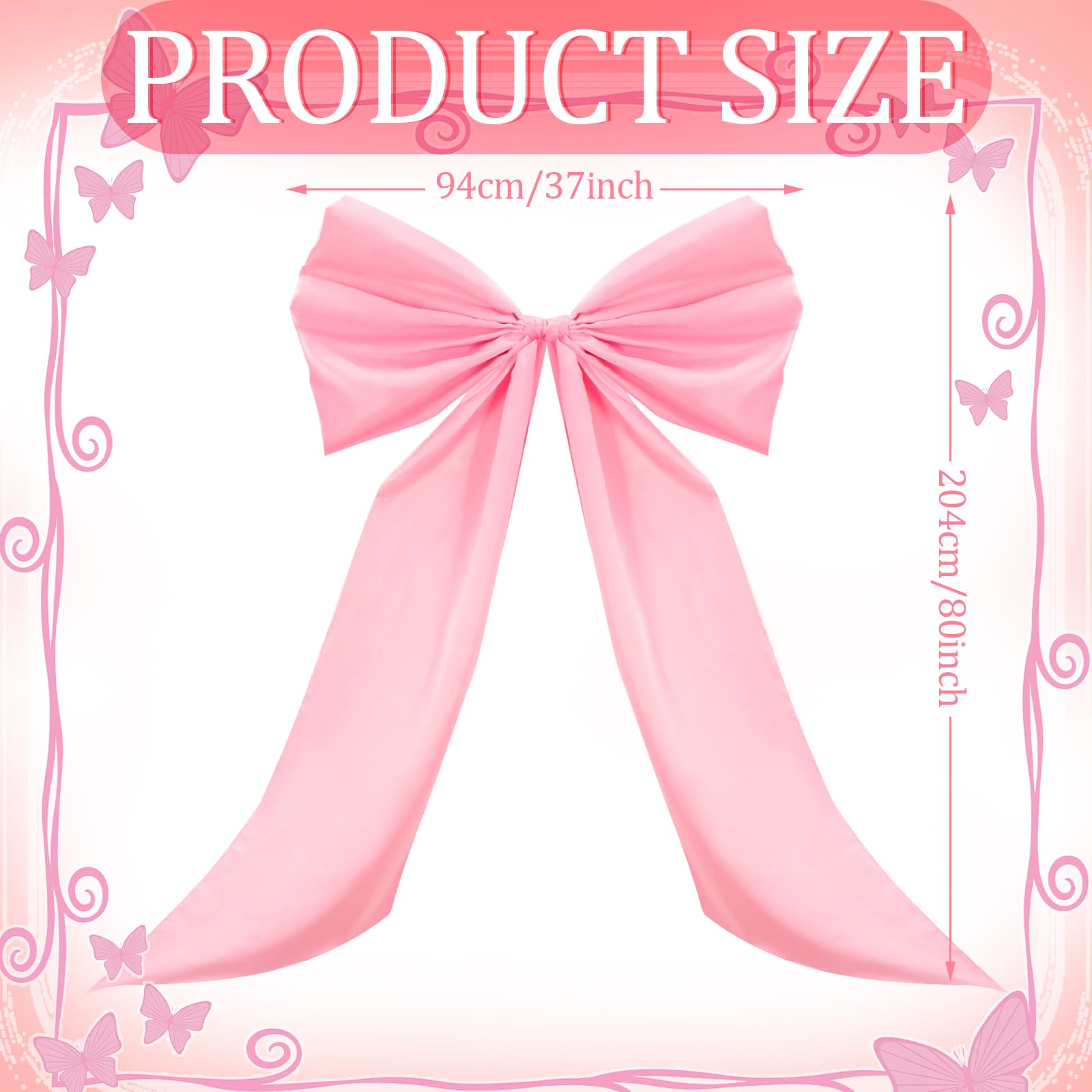 Wavwavw Big Wall Bow Decorations 39 x 72 Inch Giant Birthday Party Decor Ribbon Hanging Tie Bow Decor for Coquette Party Baby Shower Wedding Bridal Bachelorette Supplies(Pink,Polyester)