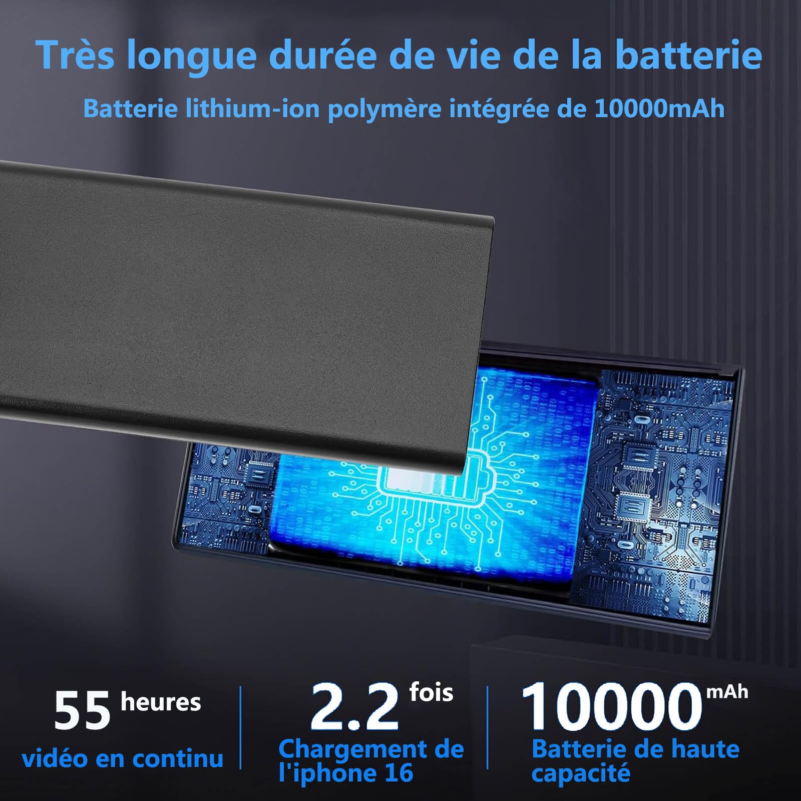 Caméra de Surveillance Portable HD, caméra de Surveillance espionne Mini cachée, Batterie intégrée de 10 000 mAh, Fonctionnement continu Pendant 55 Heures, Connexion Wi-FI Non Prise en Charge.