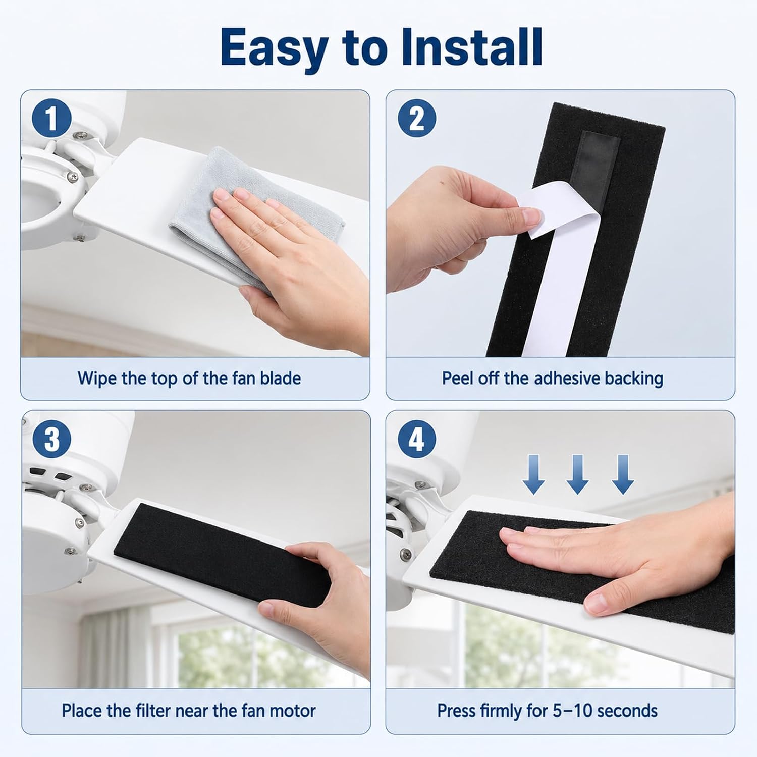 10pcs Washable Fan Air Purifier Pads, Ceiling Fan Filters for Blade