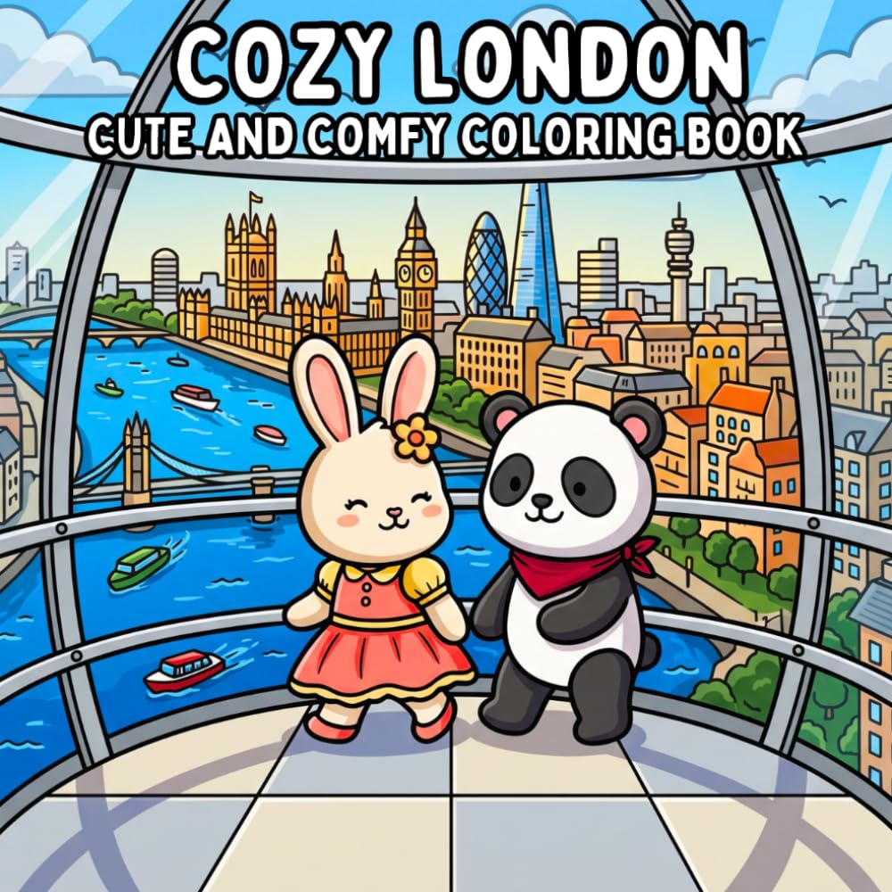 Cozy London: Coloring Book For Adults and Teens Featuring Cute Animals For Relaxation (Cozy Adventures)