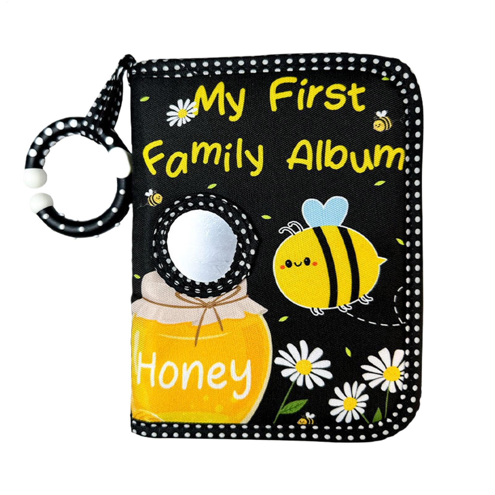 Baby Photo Book Holder, Baby Photo Album Cloth Family Book, First Baby Soft Cloth Photo Album, Holds 4x6 Inch Pictures, Bee Honey Pattern Family Pictures Storage, No Hard Edges
