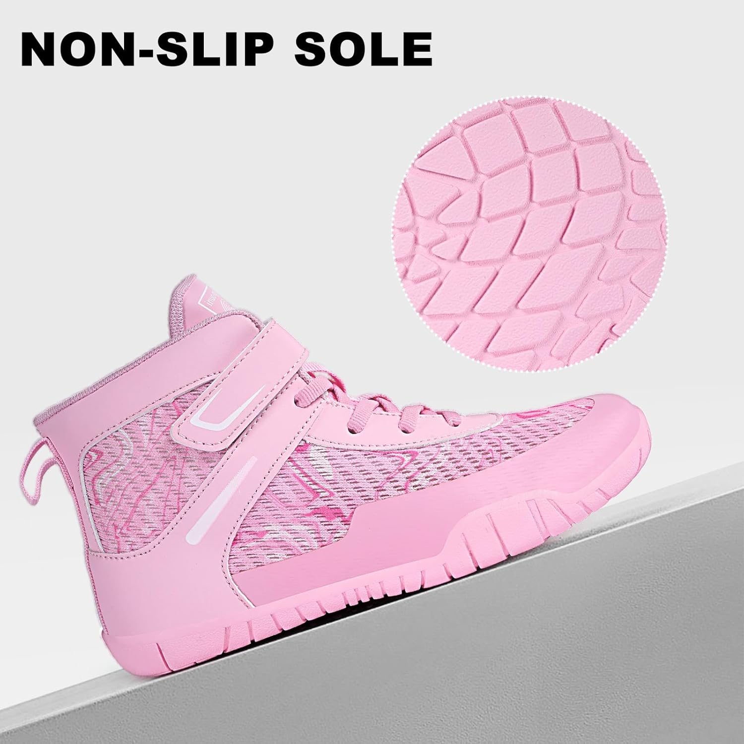 Kids Wrestling Shoes Boys Girls Boxing Shoes Mid Top Sneakers Zero Drop Sole - Image 5