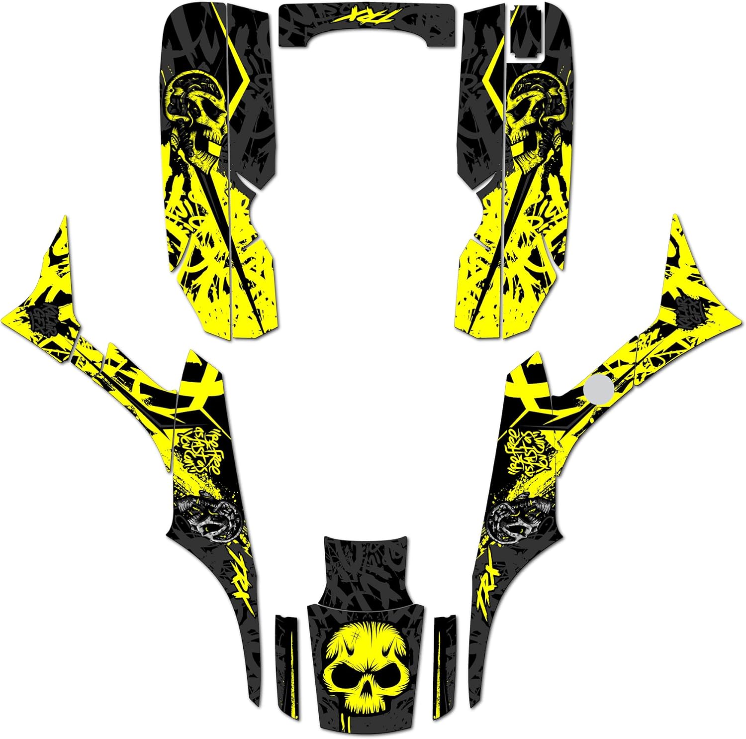 Graphics Kit for Honda TRX 300EX (1993-2006) Revolt Series Yellow 16 Mil- ATV UTV Custom Racing Graphics Stickers Decals Kit, no-plastics